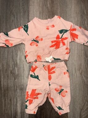Carter's Pink Knit Floral Top & Pants Set